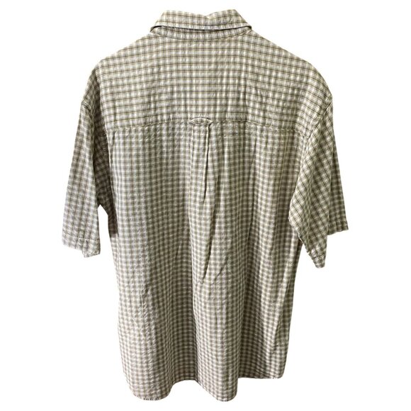 Columbia Men's Beige & Yellow Plaid Button-Up Short-Sleeve Shirt 100% Cotton - Picture 2 of 4